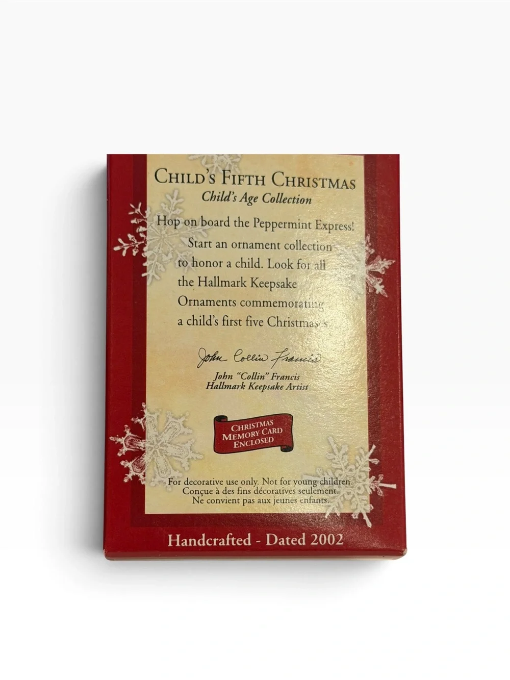 2002 Hallmark Keepsake Child's Fifth Christmas Ornament Bear Train Collectible